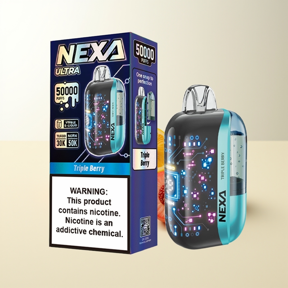 Serbia Wholesale NEXA Ultra 50000 Pufova Triple Bobice 20ml 800mah 5% Nikotina 0.9ohm Dual Mesh Ekrani Type-C Punjenje