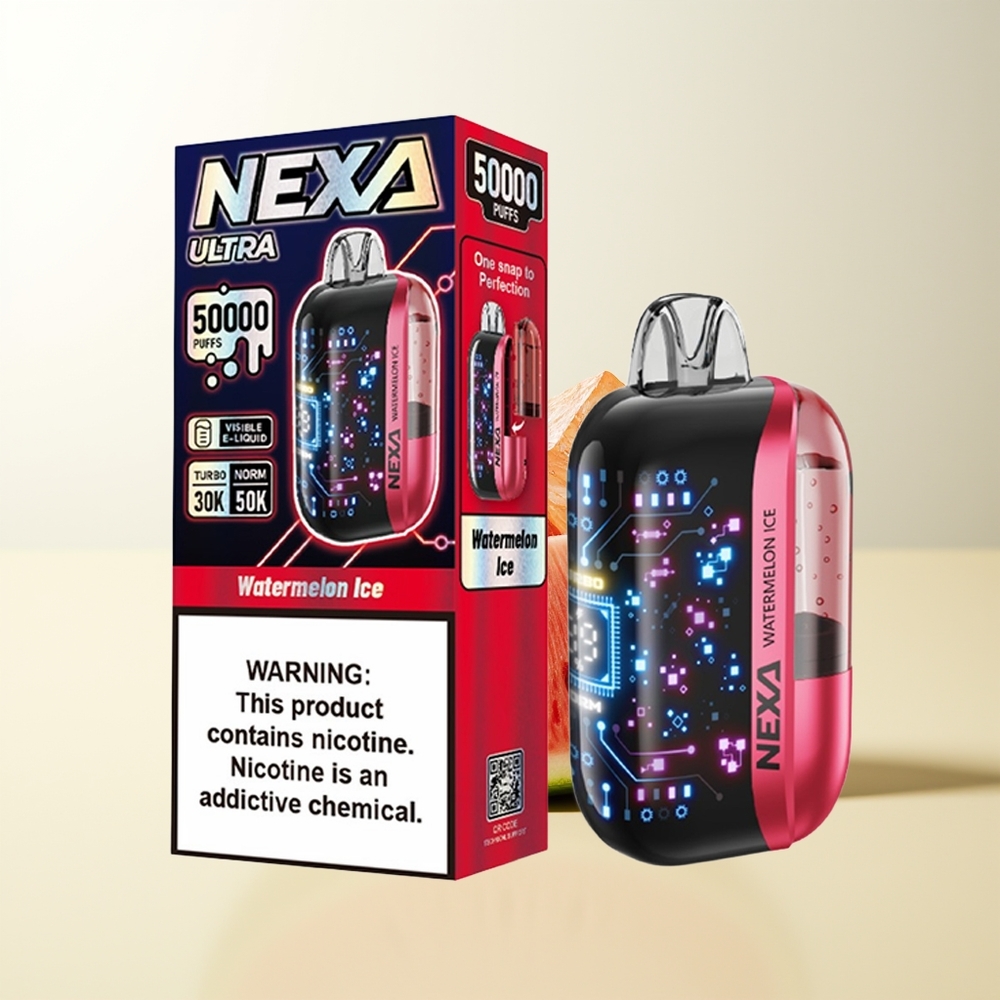 Serbia Wholesale NEXA Ultra 50K 50000 Ustnih Lubenica Led 20ml 800mah 5% 0.9ohm Dual Mesh 3D Ekran Type-C