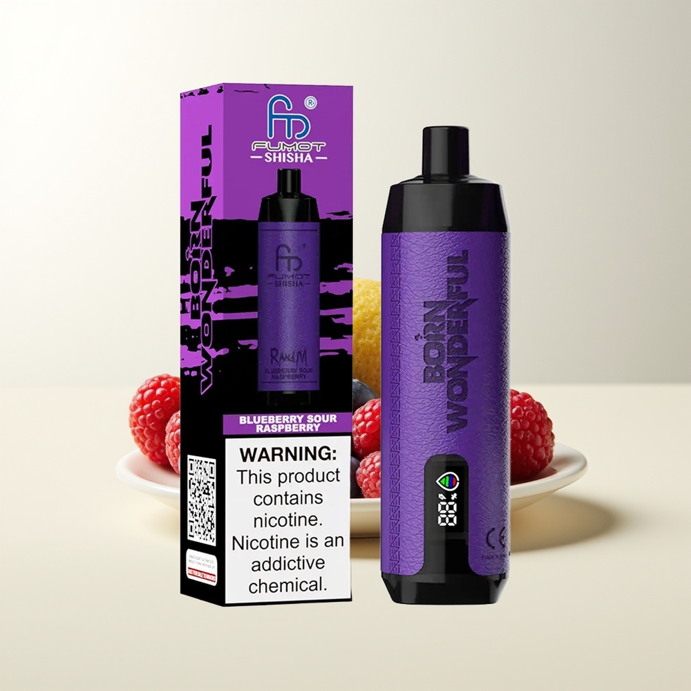 Serbia Wholesale RandM Fumot Shisha 10000 Puffs Borovnica Kisela Malina LED Indicator 18ml 850mAh Type-C 0.6ohm Mesh 0.5% Nicotine