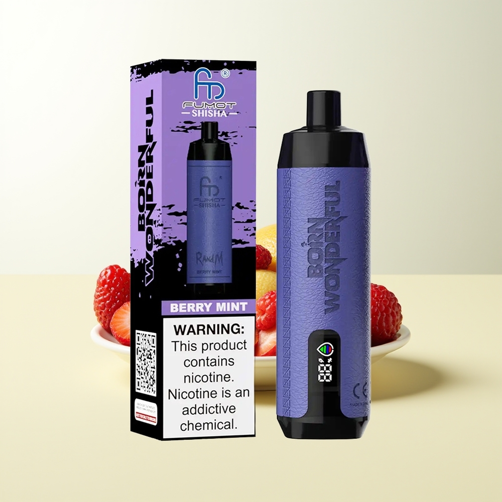 Serbia Wholesale RandM Fumot Shisha 10000 Pufova Jagoda-Menta LED Indikator 18ml e-tečnost 850 mAh Baterija 0.6ohm Mesh Kalem Type-C Port 0.5% Nikotin