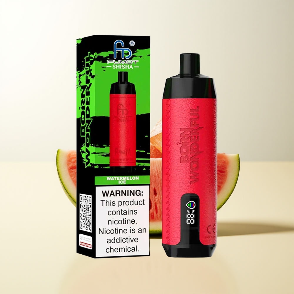 Serbia Wholesale RandM Fumot Shisha 10000 Pufova Ledenjena Lubenica LED Indikator 18ml 850mAh Type-C 0.6ohm Mrežni Kalem 0.5% Nikotina
