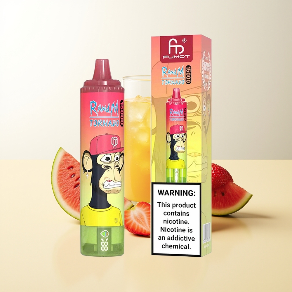 Serbia Wholesale RandM Fumot Tornado 15000 Puffova Jagoda Lubenica Limunada 25ml 850mAh Mesh Coil Type-C LCD