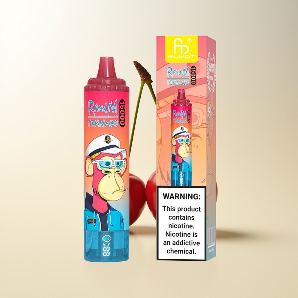 Serbia Wholesale RandM Fumot Tornado 15000 Puffs 25ml 850mAh Type-C LCD Trešnja