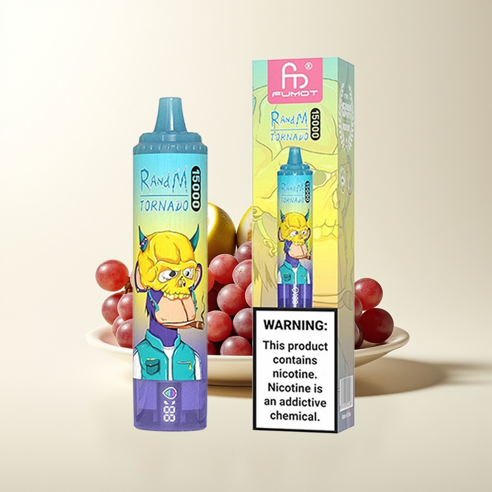 Serbia Wholesale RandM Fumot Tornado 15000 Puffs Groždjan led 25ml 850mAh Mesh Coil Type-C LCD