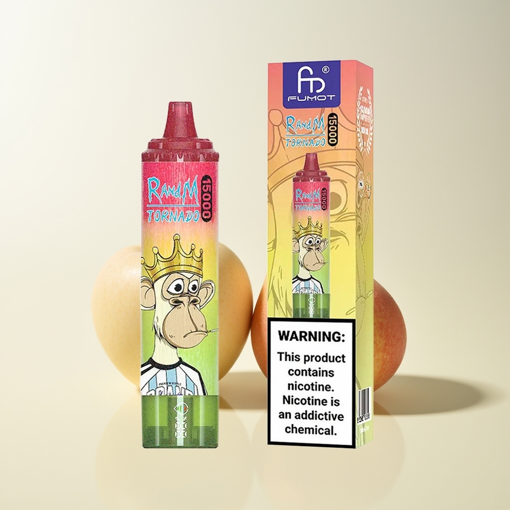 Serbia Wholesale RandM Fumot Tornado 15000 Puffs Jabuka Breskva Kruška 25ml 850mAh Mesh Coil Type-C LCD