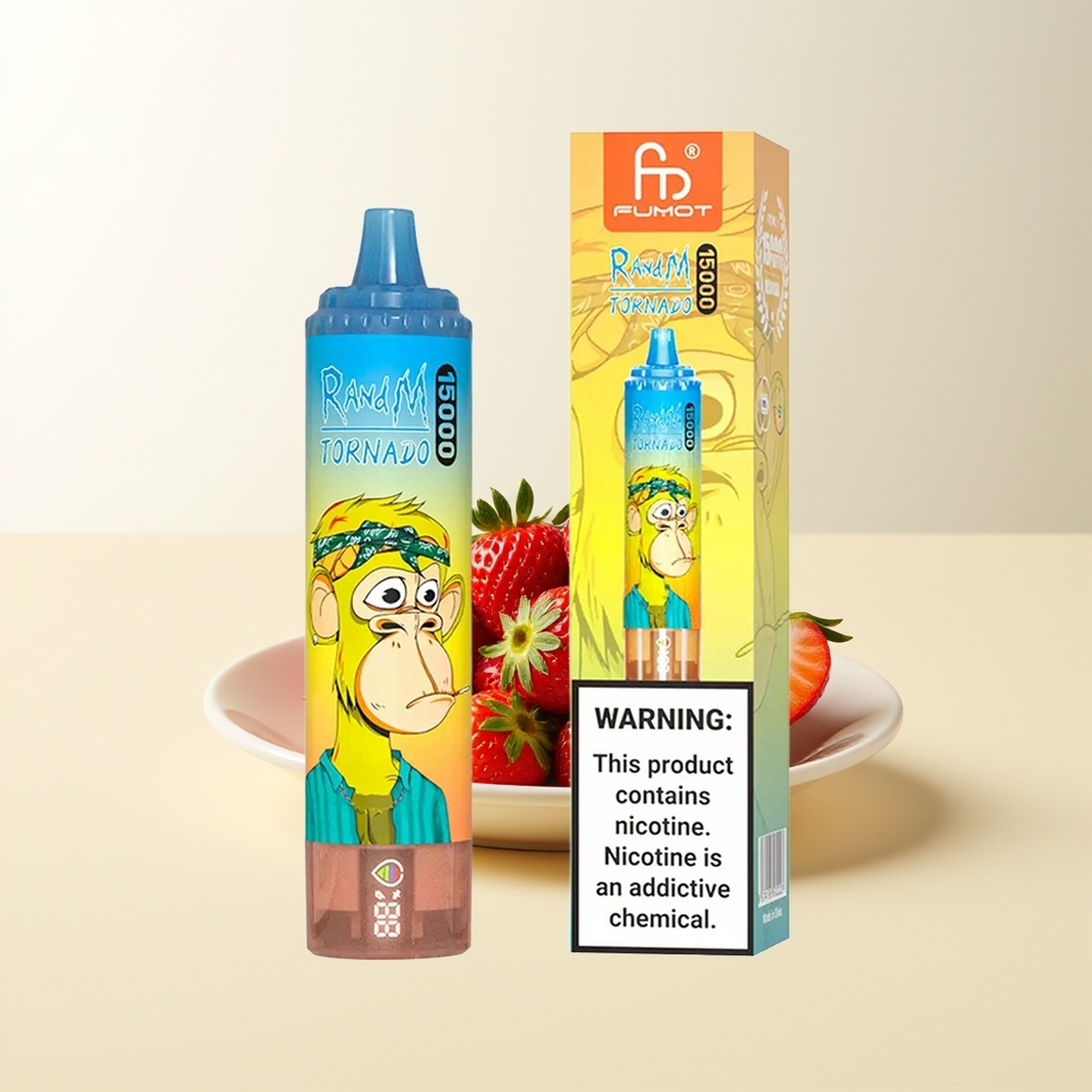 Serbia Wholesale RandM Fumot Tornado 15000 Puffs Jagoda 25ml 850mAh Mesh Coil Type-C LCD
