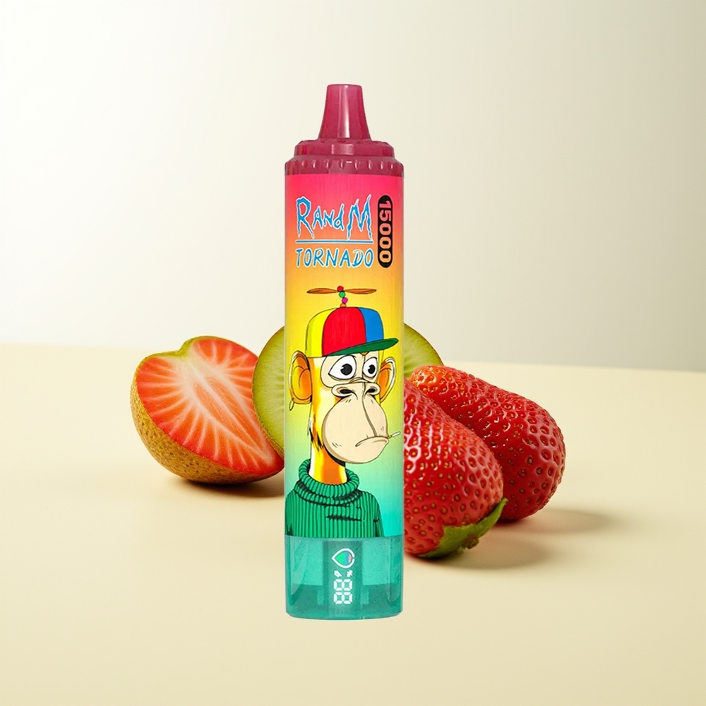 Serbia Wholesale RandM Fumot Tornado 15000 Puffs Jagoda-Kivi 25ml 850mAh Mesh Coil Type-C LCD