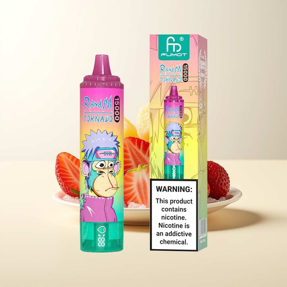 Serbia Wholesale RandM Fumot Tornado 15000 Puffs Jagoda Led 25ml 850mAh Mesh Coil Type-C LCD