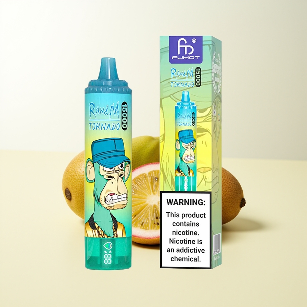 Serbia Wholesale RandM Fumot Tornado 15000 Puffs Kiwi Passion Fruit Guava 25ml 850mAh 0.9 Ohm Mesh LCD Type-C