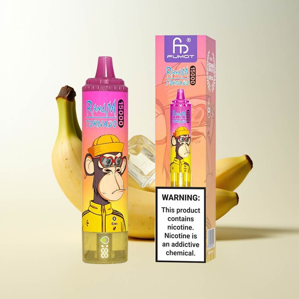 Serbia Wholesale RandM Fumot Tornado 15000 Pufova Banana Led 25ml 850mAh Mesh Coil LCD