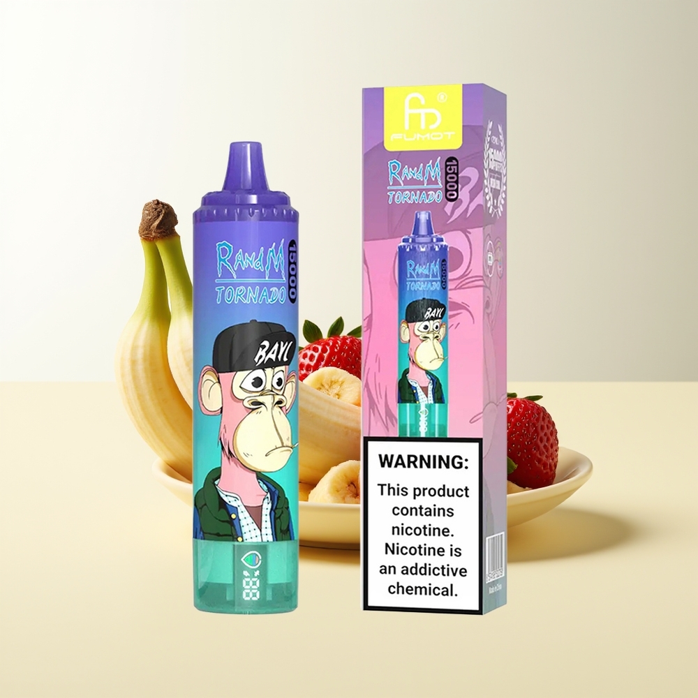 Serbia Wholesale RandM Fumot Tornado 15000 Pufova Jagoda Banana 25ml 850mAh Mesh 0.9 Ohm LCD Type-C