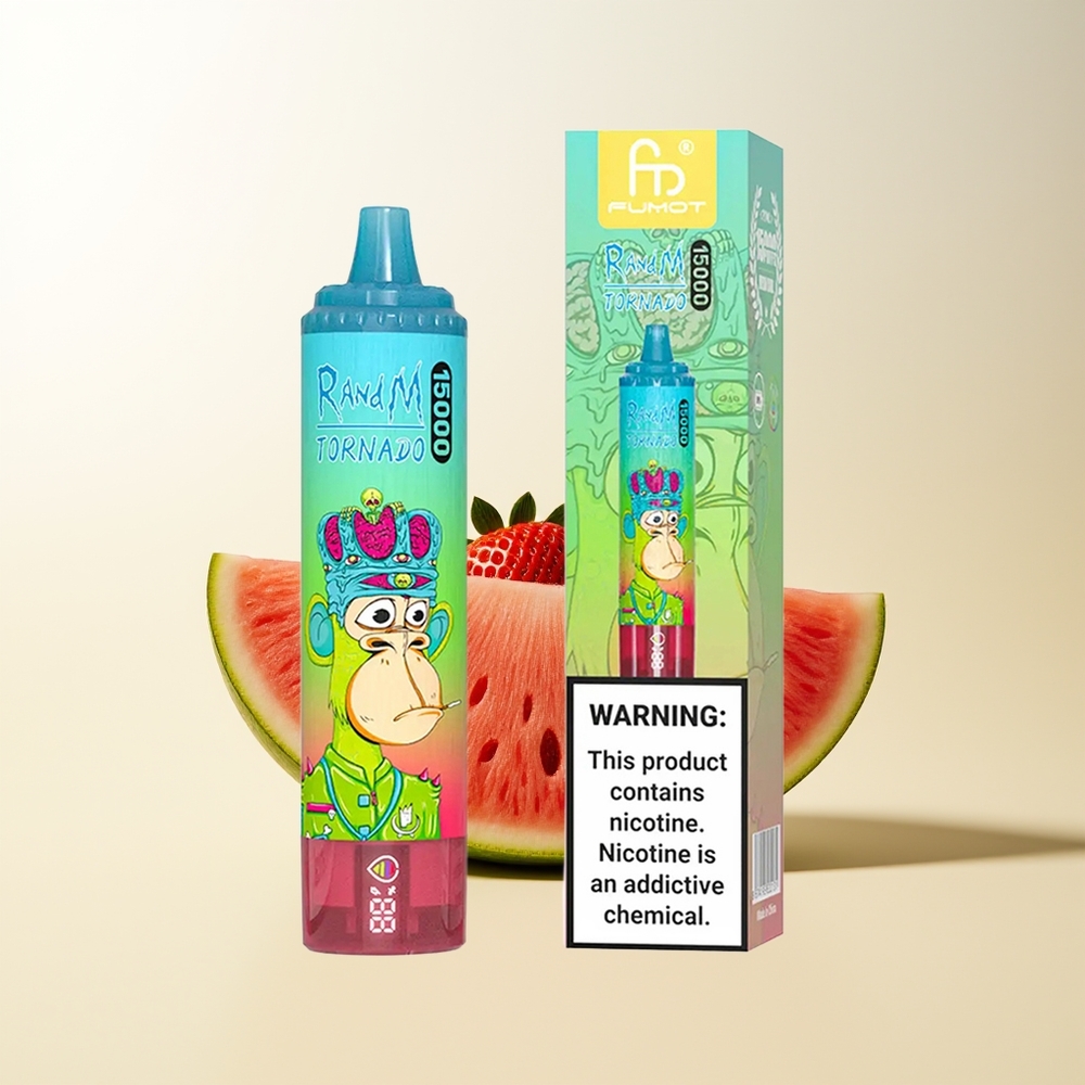 Serbia Wholesale RandM Fumot Tornado 15000 Pufova Jagoda Lubenica 25ml 850mAh Mesh LCD Type-C