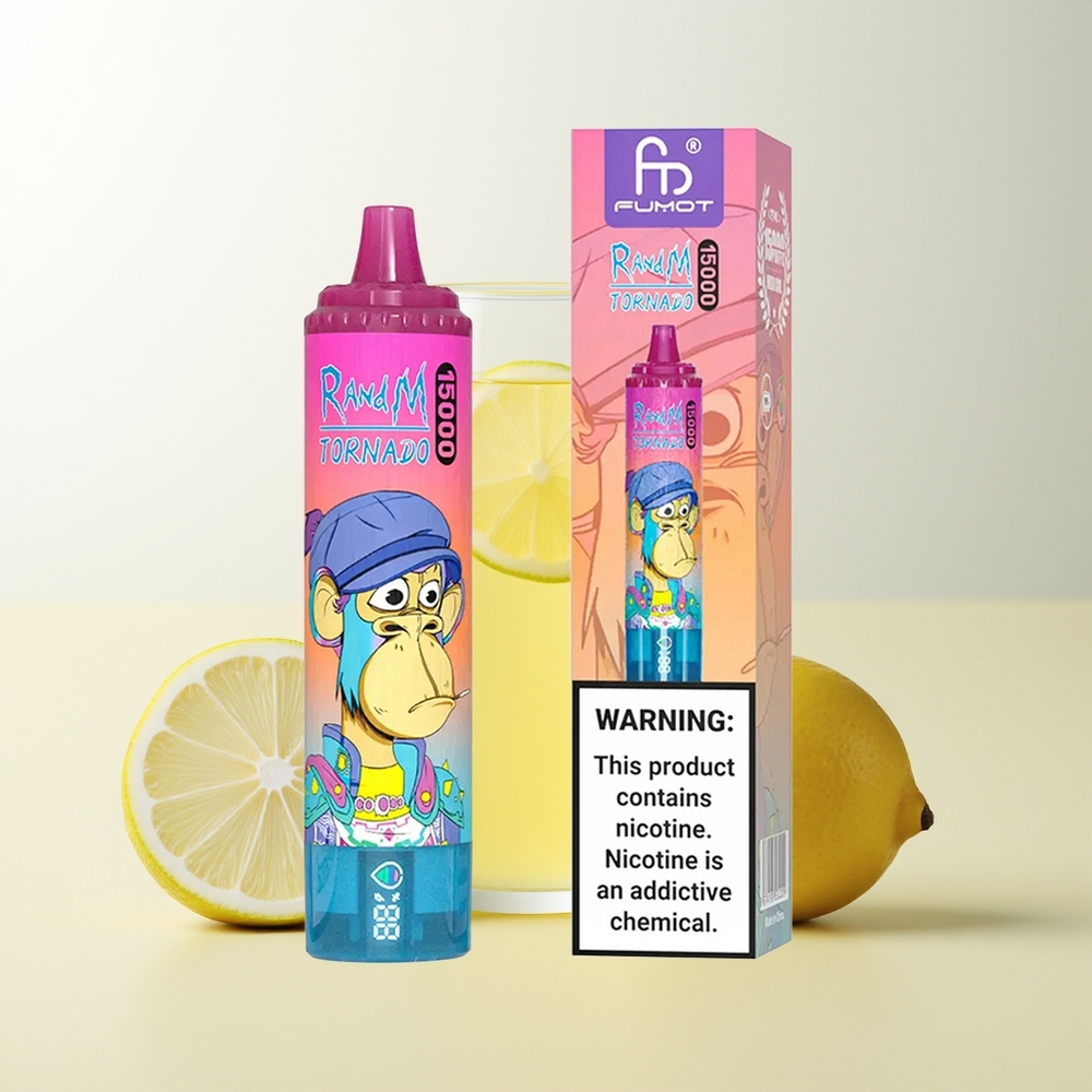 Serbia Wholesale RandM Fumot Tornado 15000 Pufova Limunada 25ml 850mAh Mesh Coil Type-C LCD