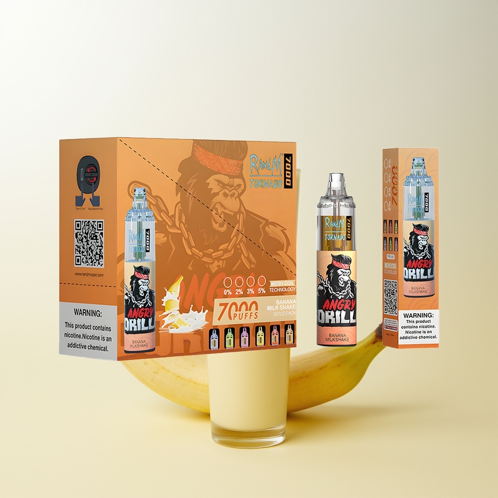 Serbia Wholesale RandM Fumot Tornado 7000 Banana Milkshake 14ML 850MAH Mesh Coil Type-C RGB Light Air-Adjustable