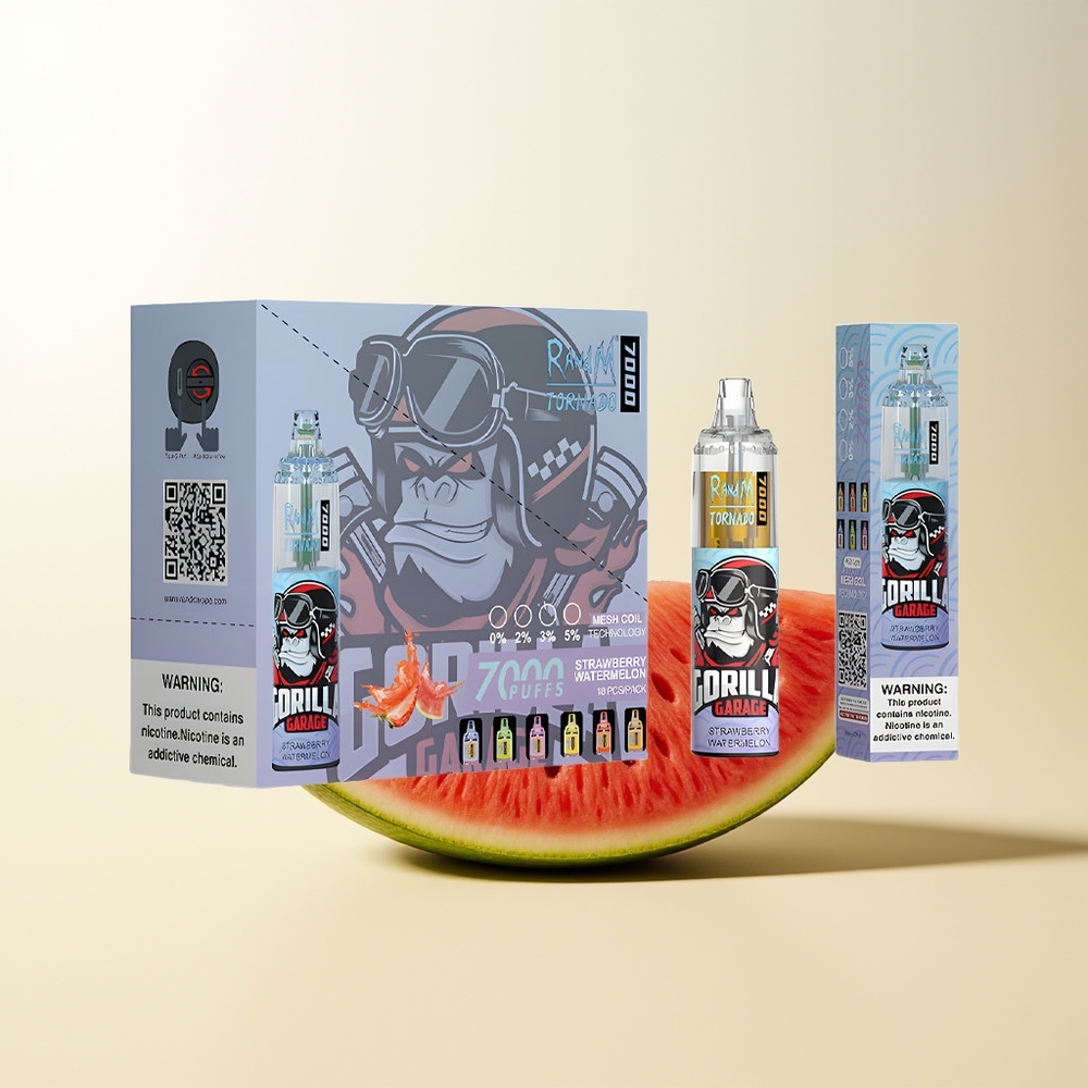 Serbia Wholesale RandM Fumot Tornado 7000 Jagoda Lubenica 14ML Mesh Coil 850MAH Type-C RGB Light 0%-5% Nicotine Air-Adjustable