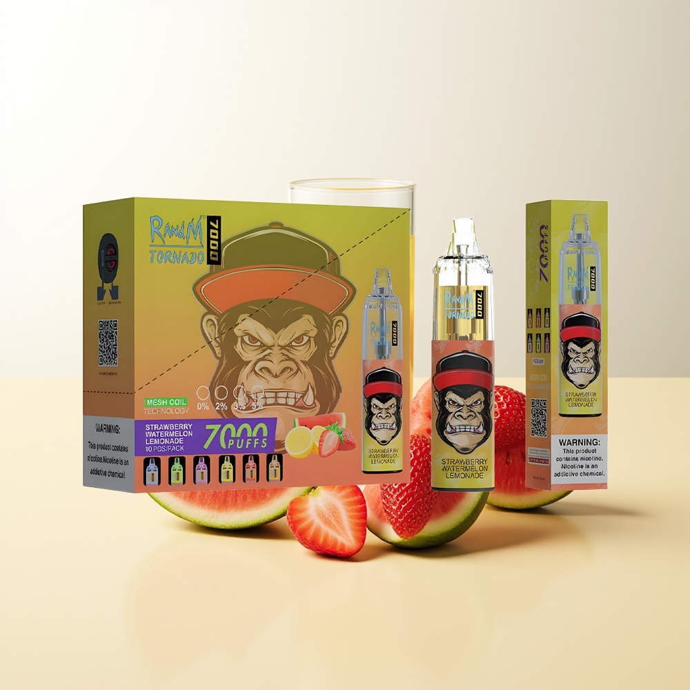 Serbia Wholesale RandM Fumot Tornado 7000 Jagoda Lubenica Limunada 14ML Mesh Coil Type-C RGB