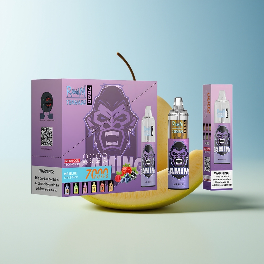 Serbia Wholesale RandM Fumot Tornado 7000 Puffs Dr. Plavi 14ML 850MAH Mesh Coil Type-C RGB Light 0%-5% Nicotine Air-Adjustable