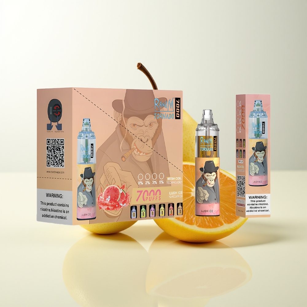 Serbia Wholesale RandM Fumot Tornado 7000 Pufova Dispozabil Vape Sočni Led RGB 14ML Mesh Coil Type-C Port Vazdušno Podesivo