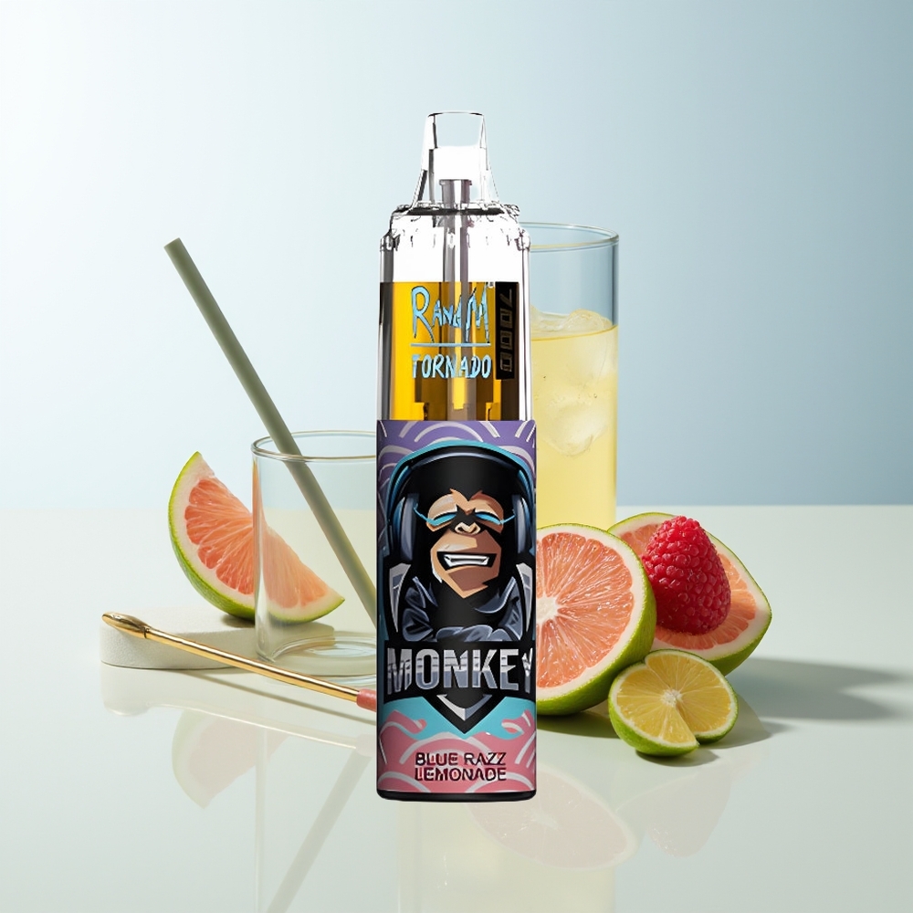 Serbia Wholesale RandM Fumot Tornado 7000 Pufova Plavi Malina Limunada 14ML Mesh Coil Type-C RGB Light