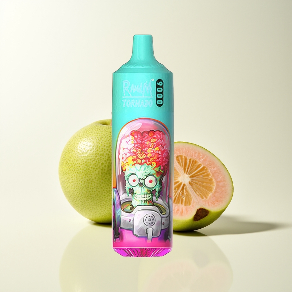 Serbia Wholesale RandM Fumot Tornado 9000 Puffs Guava Ledena 850mAh 18mL Mesh Coil RGB Display