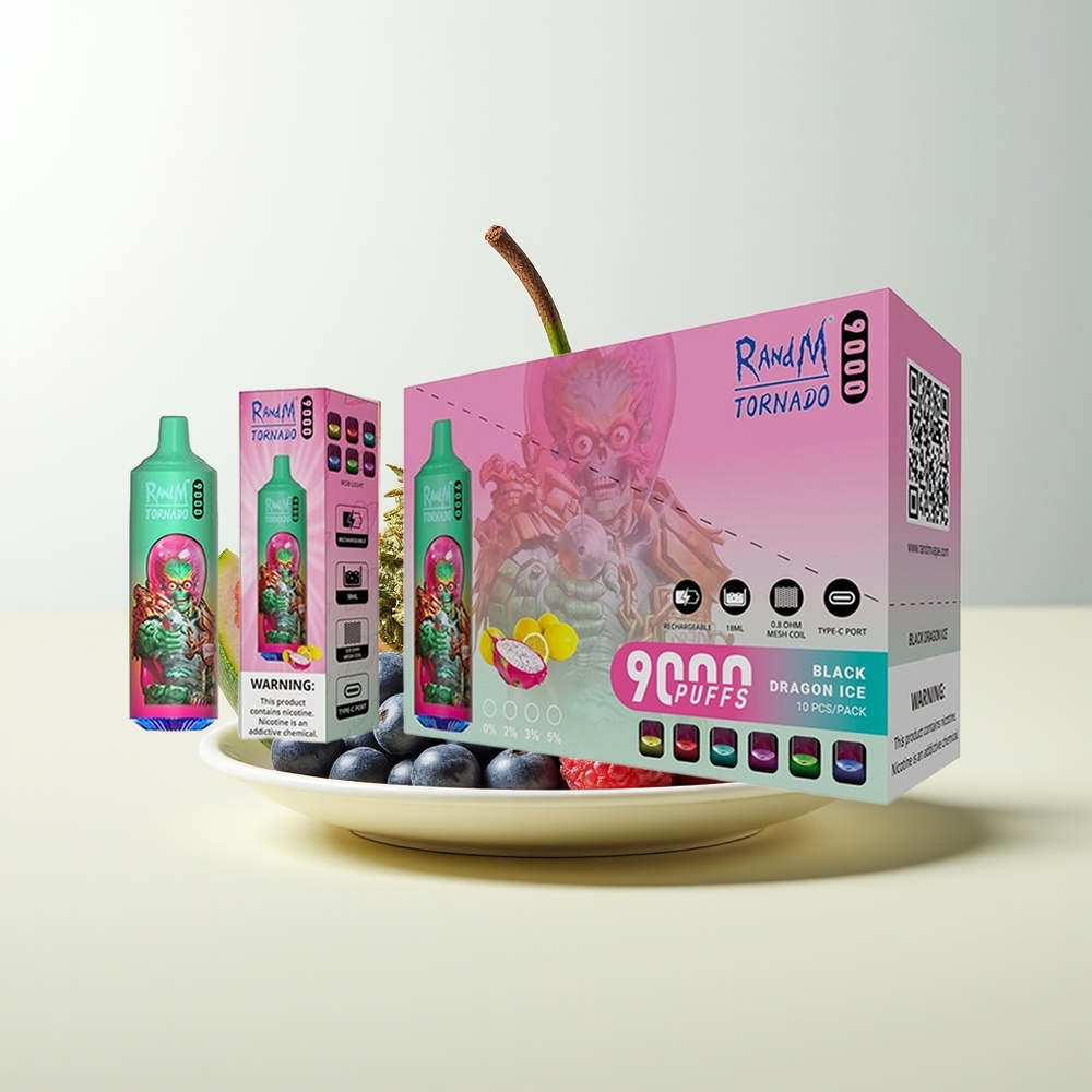 Serbia Wholesale RandM Fumot Tornado 9000 Puffs Plava Malina Kush 850mAh 18mL Mesh RGB 54 Aromas