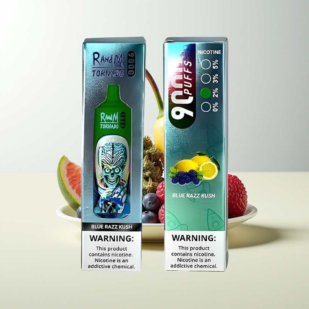 Serbia Wholesale RandM Fumot Tornado 9000 Puffs Plava Malina Kush 850mAh 18mL Mesh RGB 54 Aromas