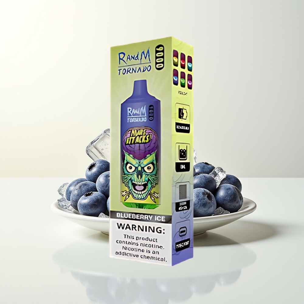 Serbia Wholesale RandM Fumot Tornado 9000 Pufova Borovnica Led Mesh Coil 18mL 850mAh RGB Display