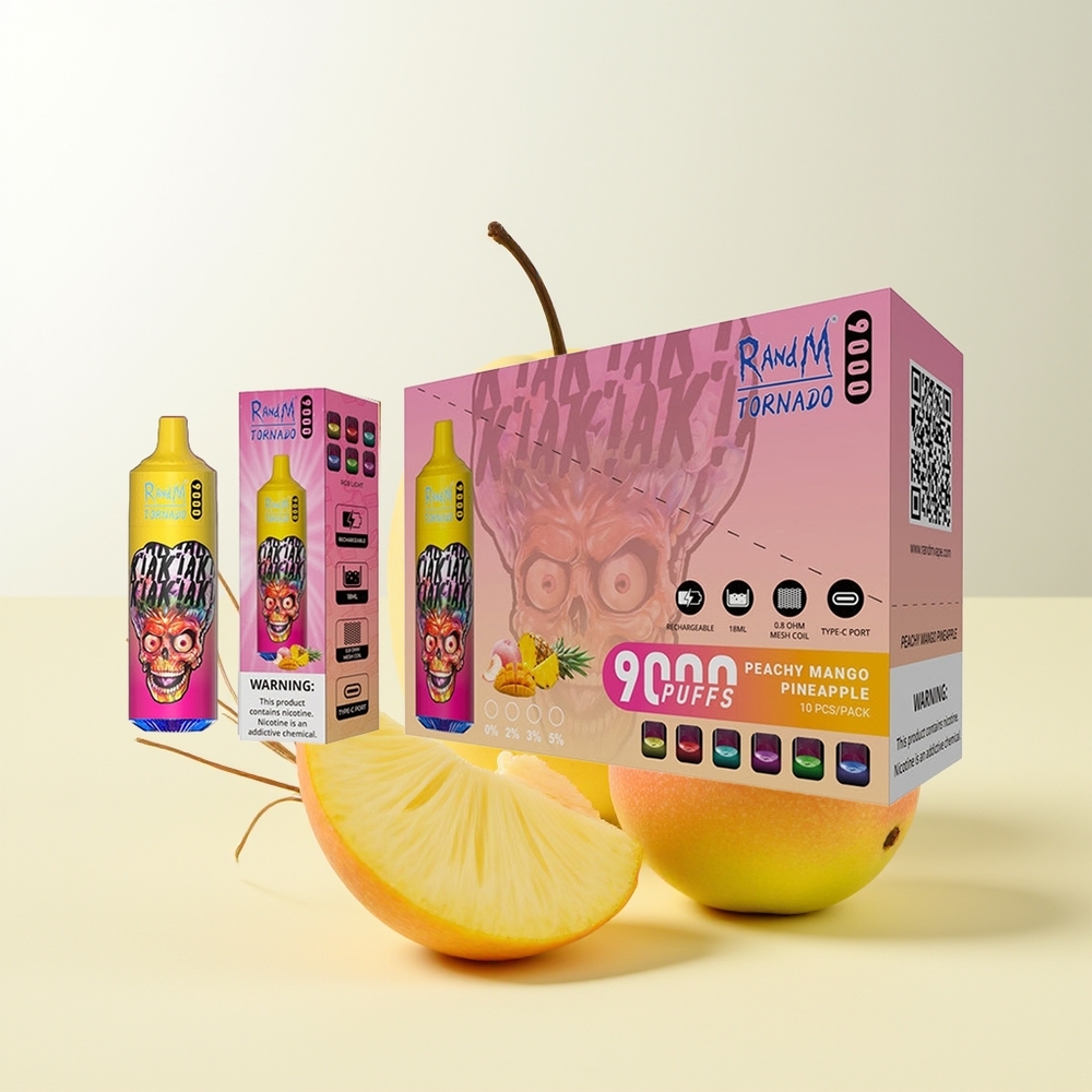 Serbia Wholesale RandM Fumot Tornado 9000 Pufova Breskva Mango Ananas Punjenje 850 mAh Mrežasti Kalem 18 mL RGB Ekran