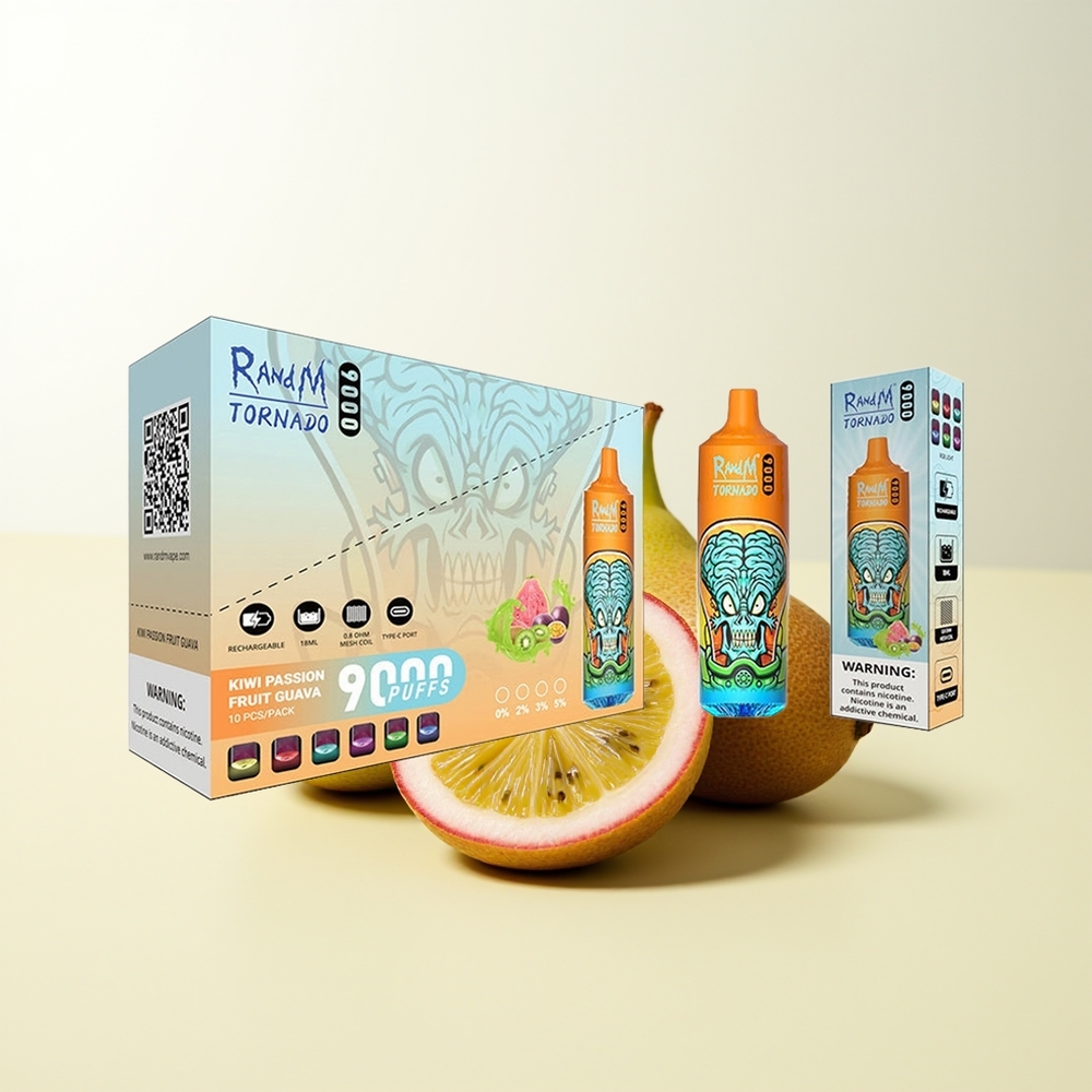 Serbia Wholesale RandM Fumot Tornado 9000 Pufova Kiwi Pasija Guava 850 mAh Punjiva 18 mL Mrežasti Kalem RGB Ekran 54 Ukusa