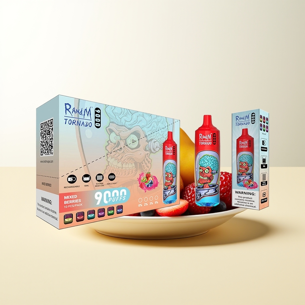 Serbia Wholesale RandM Fumot Tornado 9000 Pufova Mešano Voće 850 mAh Punjiva 18 mL Mesh Coil RGB Display