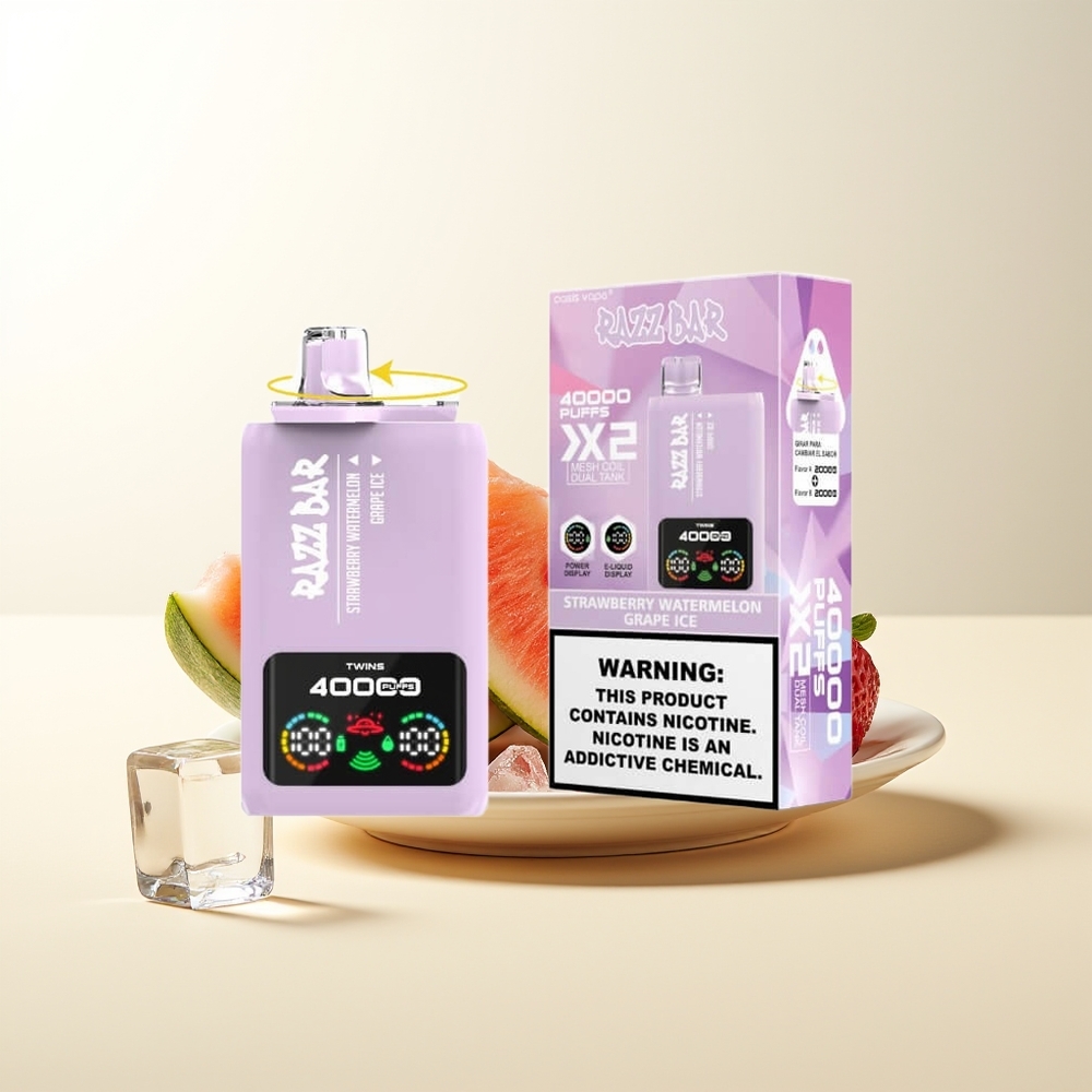Serbia Wholesale Razz Bar 40000 Puffs Jagoda Lubenica - Grožđe Led 1.0Ohm 2 Mesh Coil 650mAh Type-C 2% 5% Nikotin