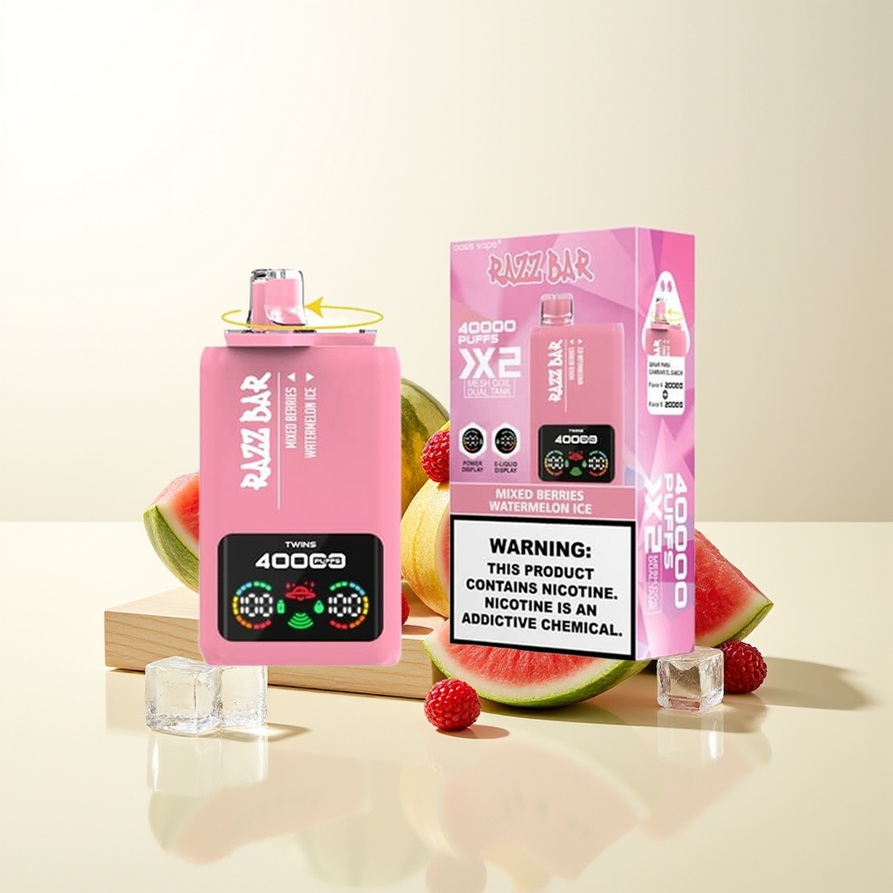 Serbia Wholesale Razz Bar 40000 Puffs Mešano Voće - Lubenica Led 1.0Ohm 2 Mesh Coil 650mAh Type-C 2% 5% Nicotine Power Screen Display