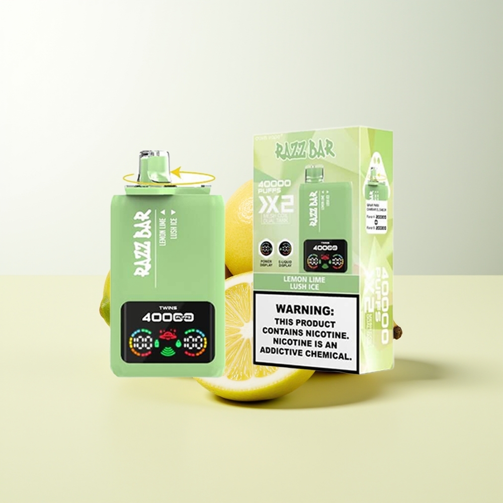 Serbia Wholesale Razz Bar 40000 Pufova Limeta Lime - Sočni Led 1.0Ohm 2 Mesh Coil 650mAh Type-C 2%,5% Nikotina