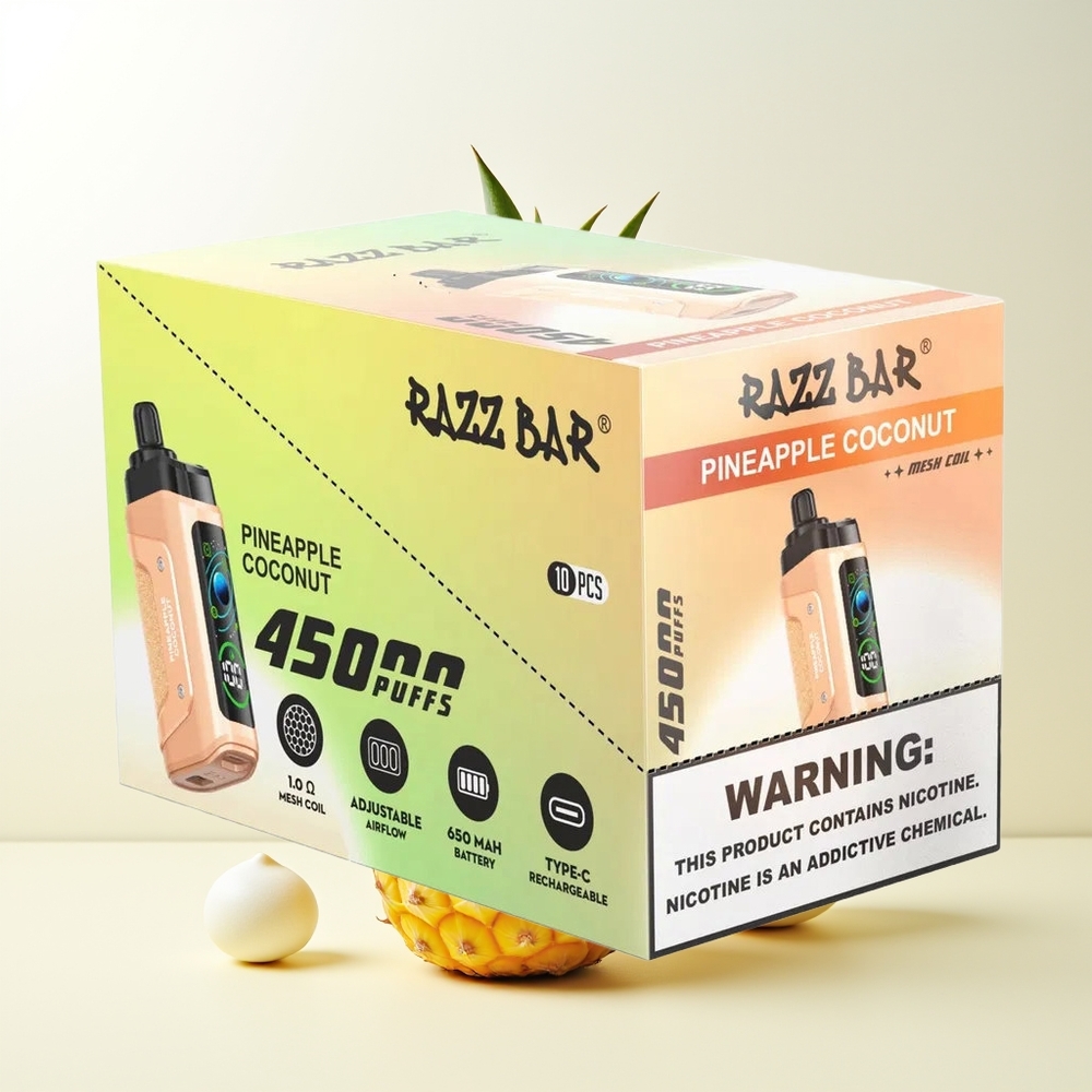 Serbia Wholesale Razz Bar 45000 Pufova Ananas Kokos 1.0 Ohm Mesh Coil Type-C Punjenje