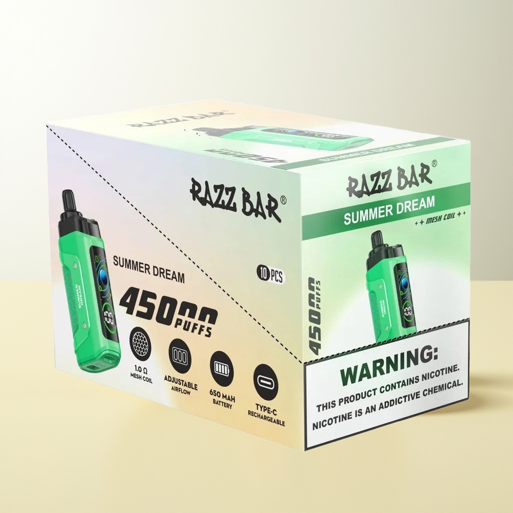 Serbia Wholesale Razz Bar 45000 Pufova Letnji San Mesh Coil 1.0 Ohm Podesivi Protok Vazduha 650 mAh Type-C 20 mg/ml Nikotina