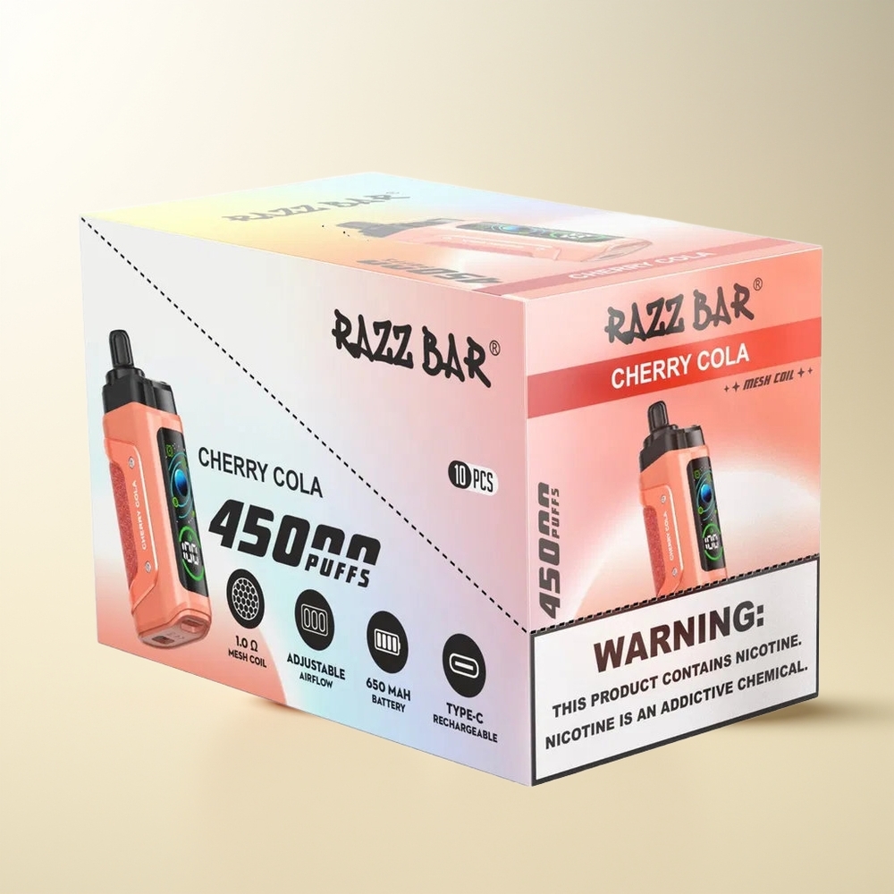 Serbia Wholesale Razz Bar 45000 Pufova Trešnja Kola 1.0 Ohm Mesh Coil Type-C Punjenje