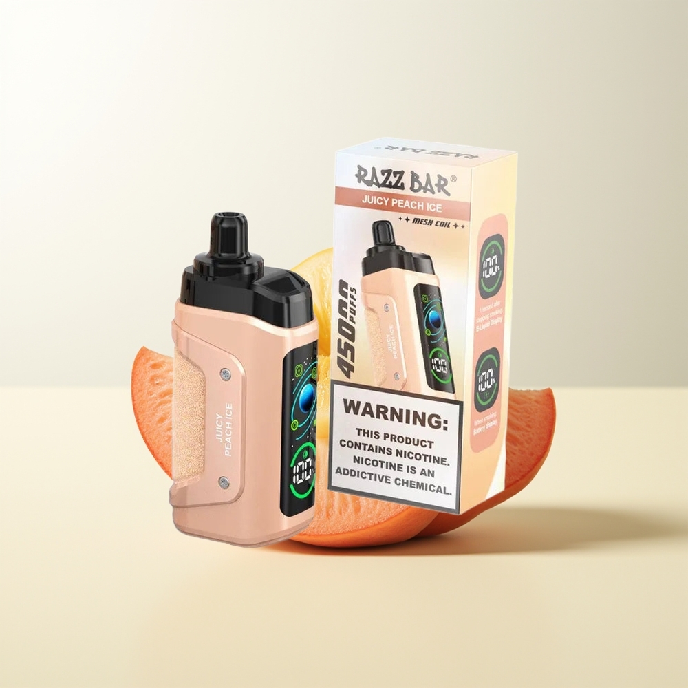 Serbia Wholesale Razz Bar 45000 Pusta Ukus Breskve i Leda Mesh Coil 1.0 Ohm Podešavanje Protoka Vazduha 650 mAh Baterija Type-C Punjenje 20 mg/ml Nikotina