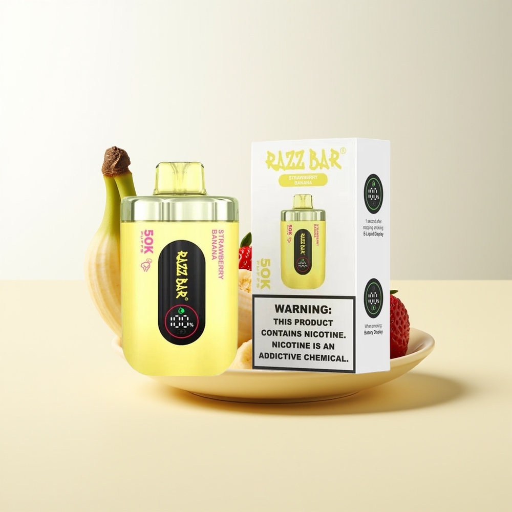 Serbia Wholesale Razz Bar 50K Плутава Јединка Диспојабл Вејп Јагода Банана 1.0 Ом Меш Коил 650 Мах Батерија Т