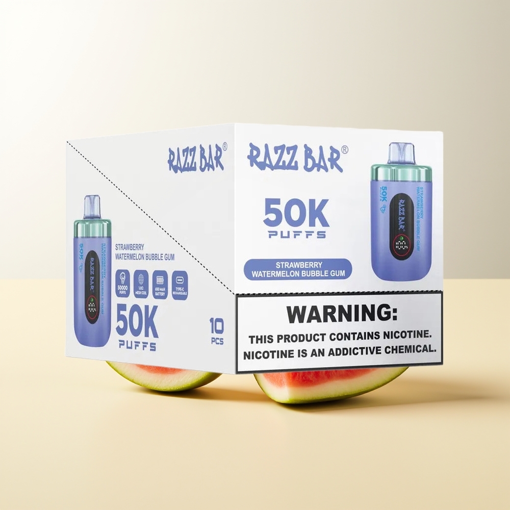 Serbia Wholesale Razz Bar 50K Puffs Јагода Лубеница Жвака Гума 1.0 Ohm Mesh Coil 650 Mah Battery Type-C Rechargeable 2% Nicotine