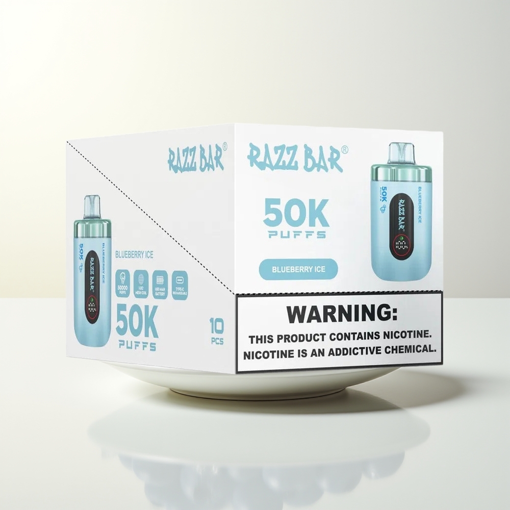 Serbia Wholesale Razz Bar 50K Puffs Borovnica Led 1.0 Ohm Mesh 650mAh Type-C 2% Nicotine