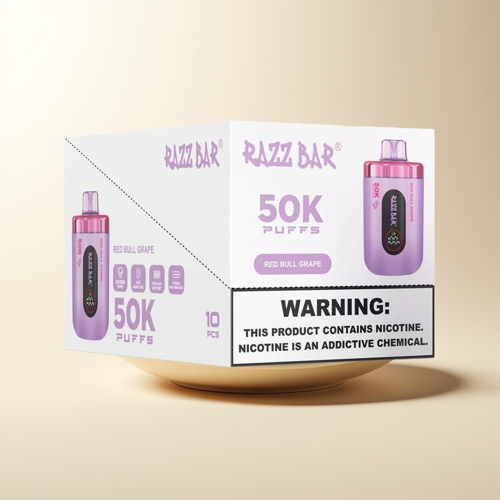 Serbia Wholesale Razz Bar 50K Puffs Crveni Bik Grožđe 1.0 Ohm Mesh Coil 650mAh Type-C 2% Nicotine