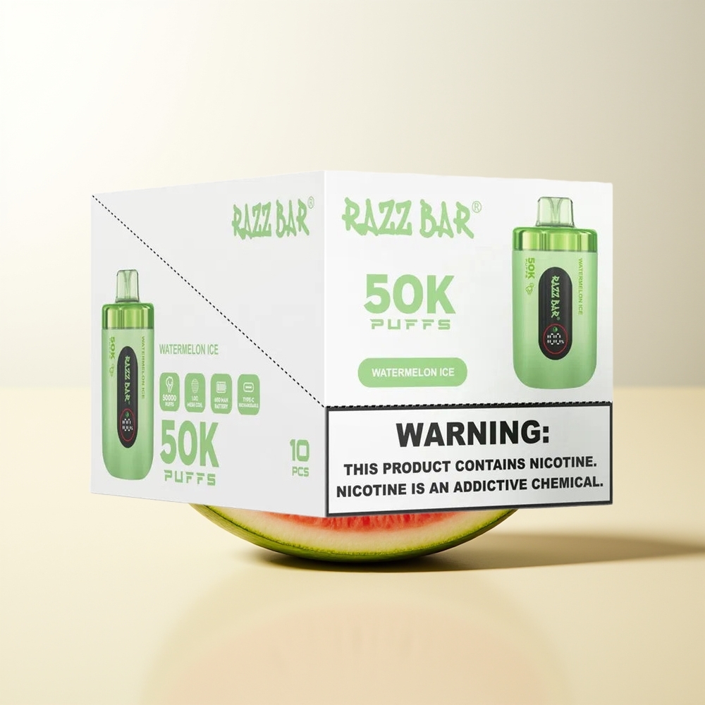 Serbia Wholesale Razz Bar 50K Puffs Lubenica Led 1.0 Ohm Mesh 650mAh Type-C 2% Nicotine
