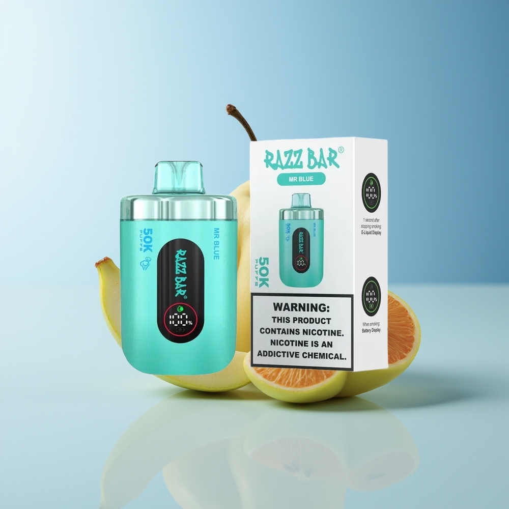 Serbia Wholesale Razz Bar 50K Puffs Plava Mr Blue 1.0 Ohm Mesh 650mAh Type-C 2% Nicotine