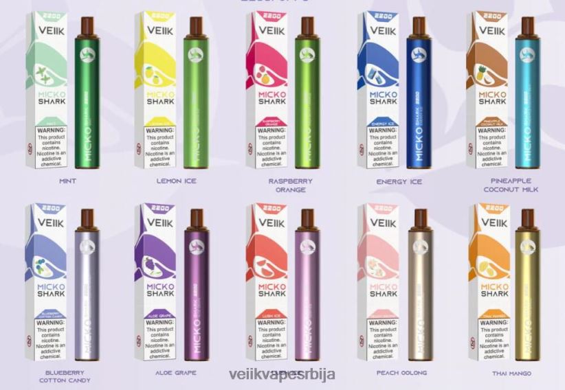 VEIIK Micko Shark 2200 пуффс једнократна вапе оловка 10ком више укуса VEIIK vape review 0P28N053